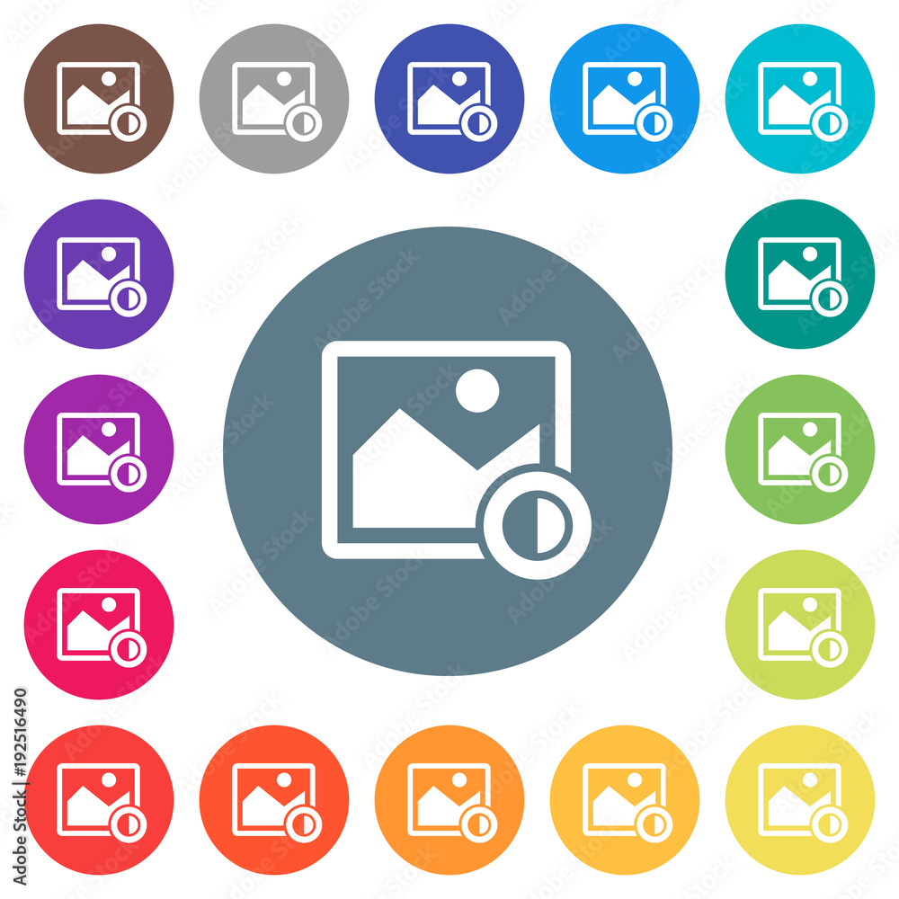 Adjust image contrast flat white icons on round color backgrounds Adjust image contrast flat white icons on round color backgrounds