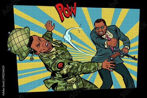 Civil beats invader military soldier