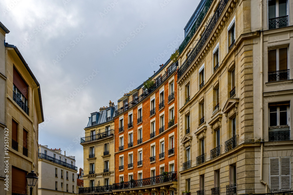 Paris in winter buildings in Montmartre