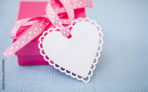 Pink Gift with Heart Tag for Mother's Day, Birthday and Love