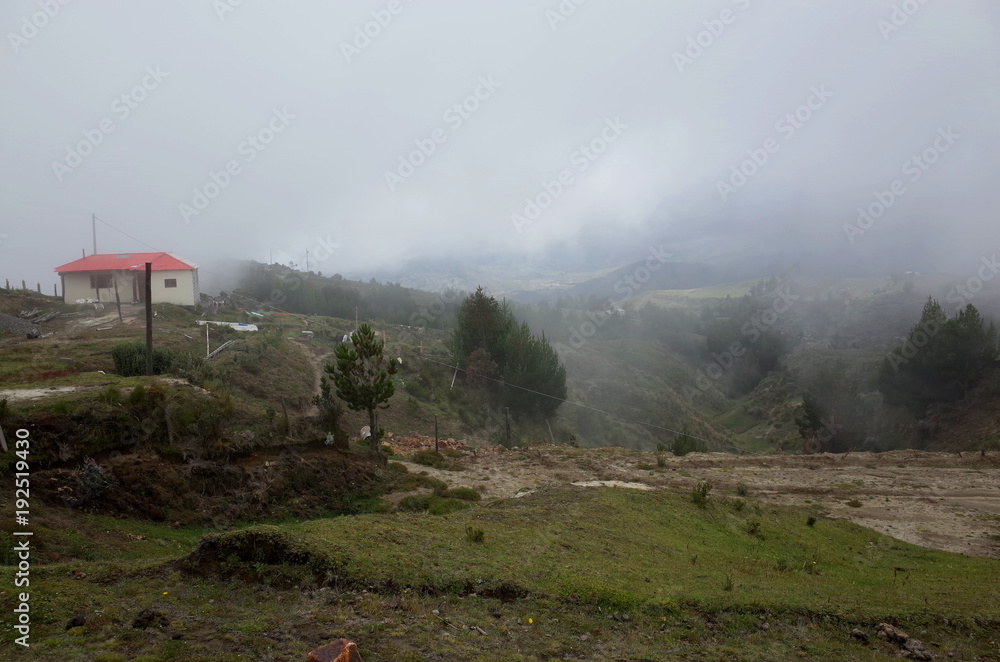 Fototapeta premium The town of Quilotoa which is the starting point of the Quilotoa Loop in the Ecuadorian Andes