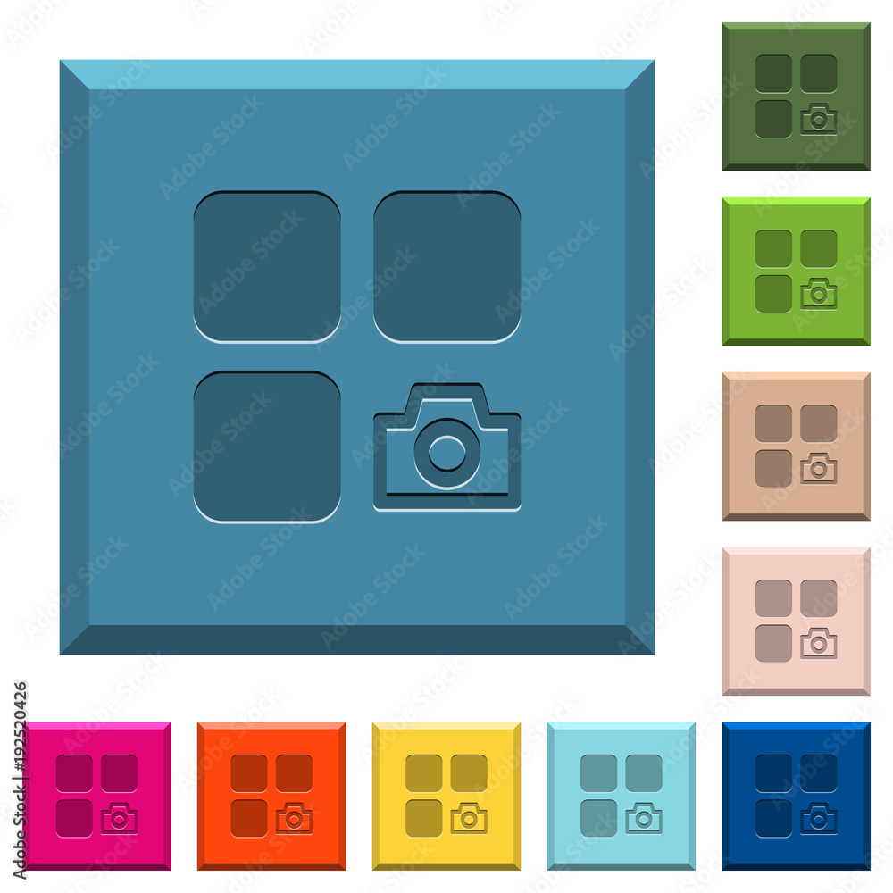 Component snapshot engraved icons on edged square buttons Component snapshot engraved icons on edged square buttons