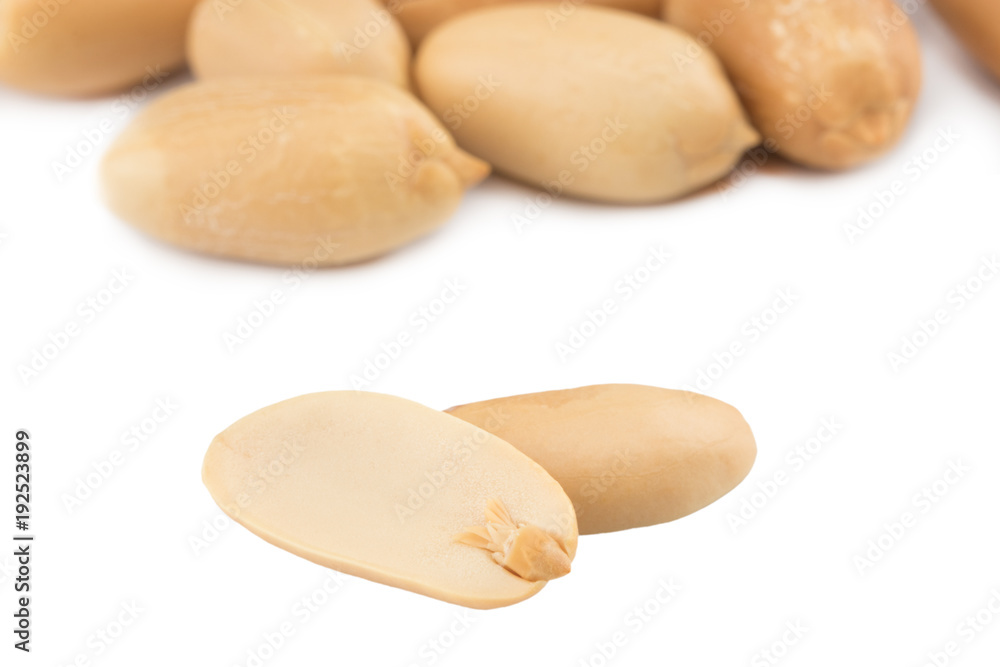 Peanuts isolated on the white background. Close up Peanuts isolated on the white background. Close up