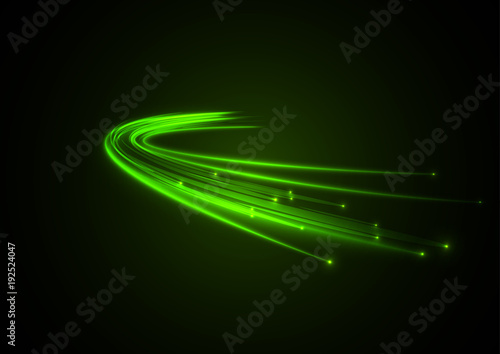 Green branched neon arc with shadow