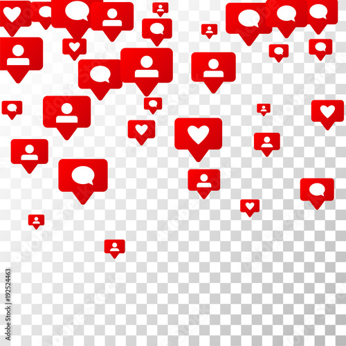 Notifications with Likes, Followers and Comments. Social Media Marketing. Rating Scale Elements of Design for Web, Advertisement, Promotion, Marketing. 