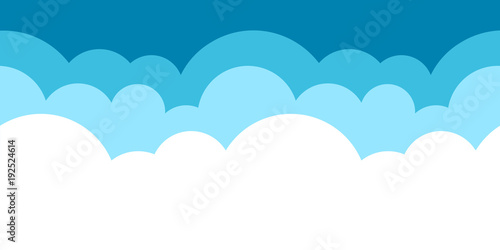 vector illustration blue horizontal seamless cloud patter for background