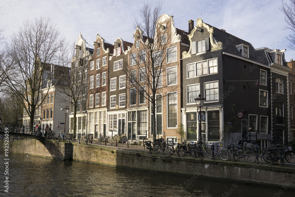 Houses on a canal in Amsterdam