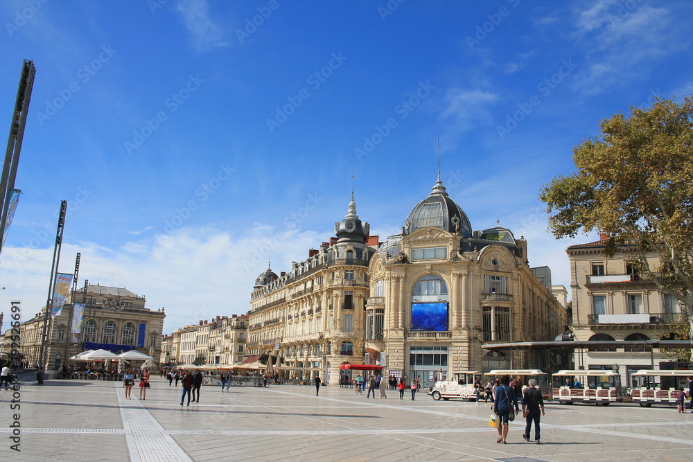 Place de la comédie à Montpellier, Hérault, Occitanie, France