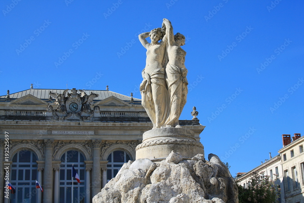 Place  de la Comédie et fontaine des trois graces, Hérault, Occitanie, France