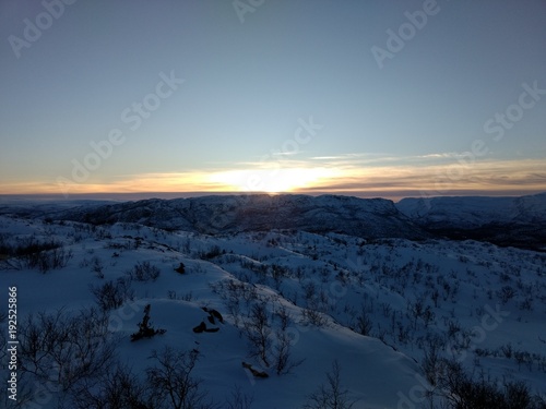 Winter sun up on the mountain