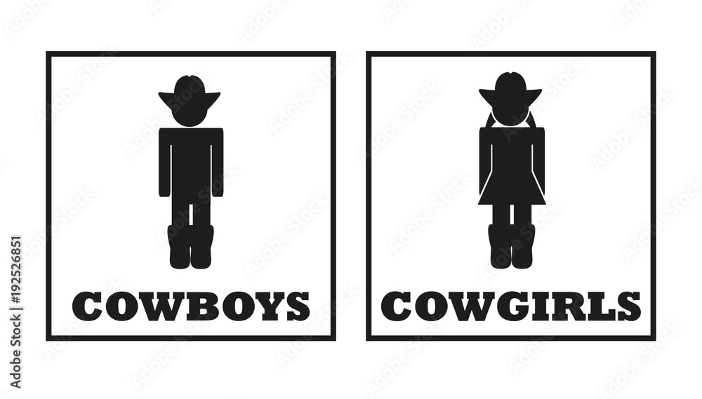 Fototapeta premium Cowboys and cowgirls vector toilet signs