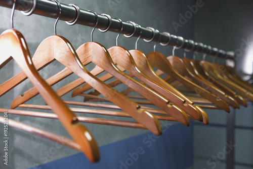Empty hangers in the office wardrobe