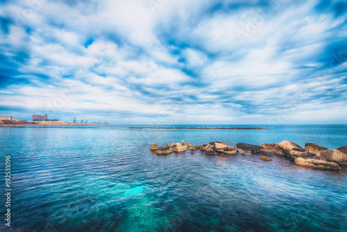 Fototapeta Naklejka Na Ścianę i Meble -  View of the Adriatic Sea. Beautiful seascape with stones