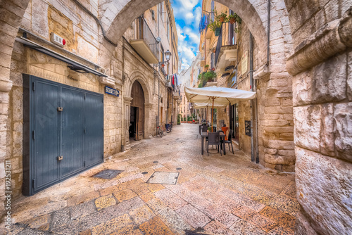 Alleyway in old white town Bari