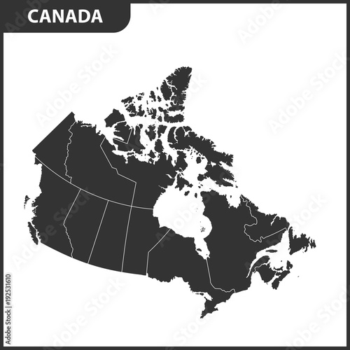 The detailed map of the Canada with regions or states
