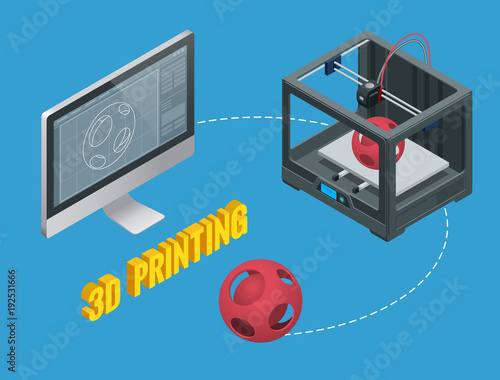 New generation of 3D Printing Machine printing a model of plastic.