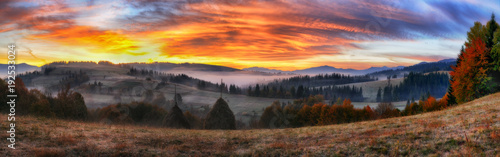 autumn morning. a picturesque dawn in the Carpathian Mountains