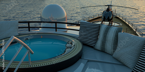 Extremely detailed and realistic high resolution 3D illustration of a luxury super yacht © Sasa Kadrijevic