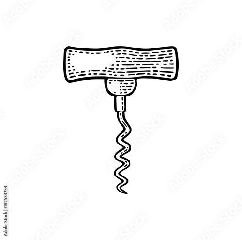 Corkscrew. Black vintage engraving vector illustration