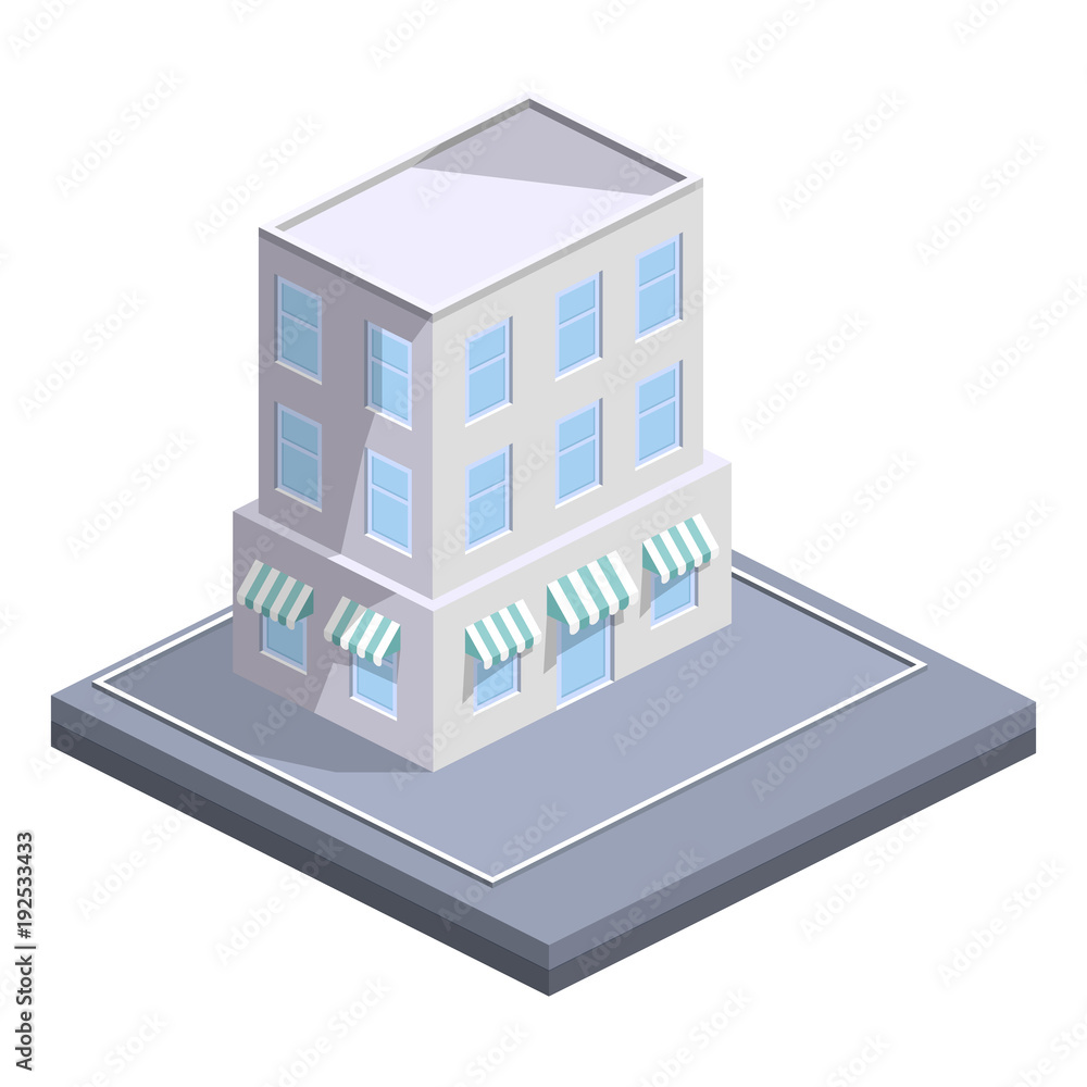 Isometric 3D flat illustration vector design houses city Isometric 3D flat illustration vector design houses city