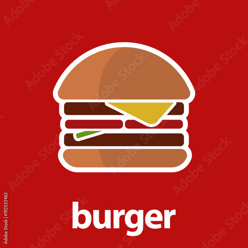 Isometric 3D vector illustration hamburger or cheeseburger logo for advertising
