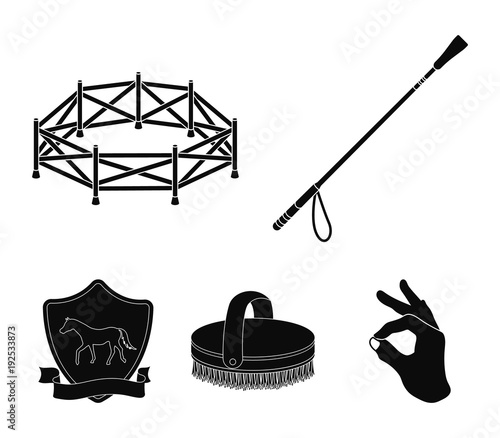 Aviary, whip, emblem, hippodrome .Hippodrome and horse set collection icons in black style vector symbol stock illustration web.