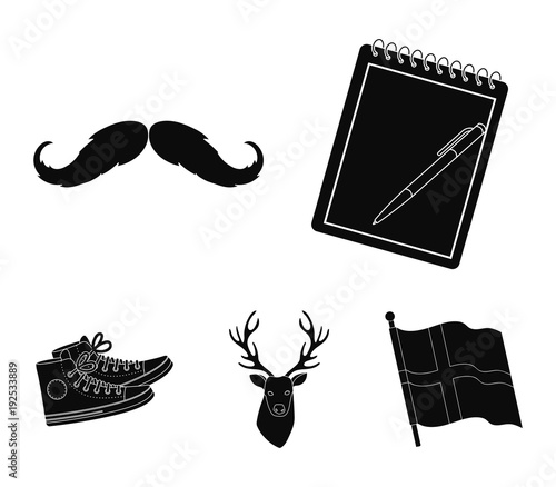 Hipster, fashion, style, subculture .Hipster style set collection icons in black style vector symbol stock illustration web.