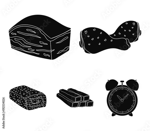 Chicken drumstick, podcherevina, crab sticks, meatloaf. Meat set collection icons in black style vector symbol stock illustration web.