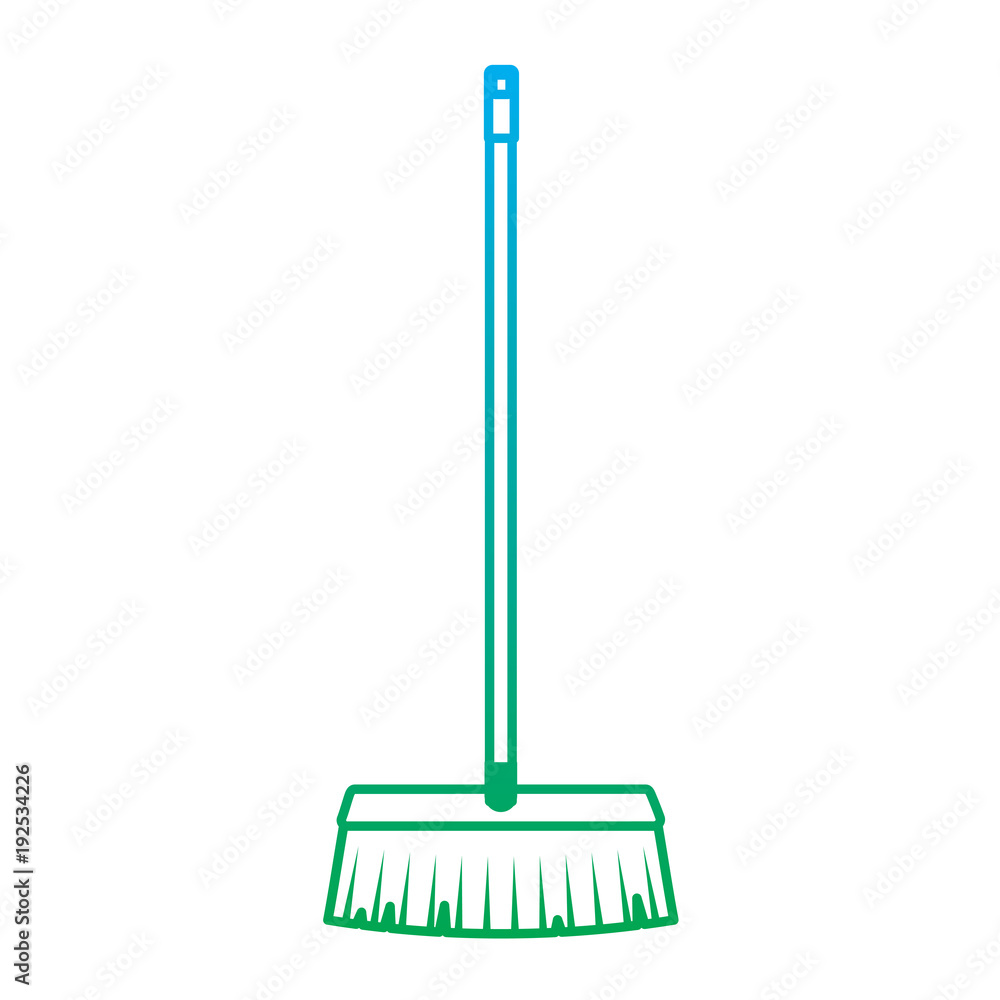 broom long wooden handle tool for cleaning vector illustration degrade line color
