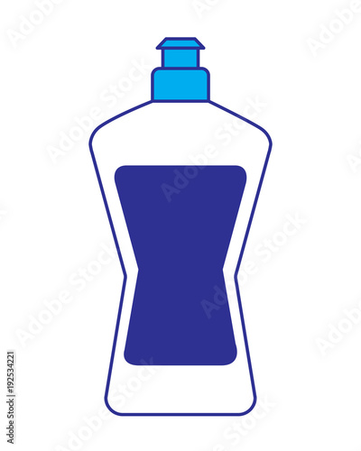 plastic bottle detergent for dishwashing liquid cleaning laundry vector illustration blue and gray design