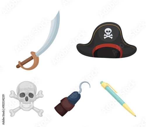 Pirate, bandit, cap, hook .Pirates set collection icons in cartoon style vector symbol stock illustration web.