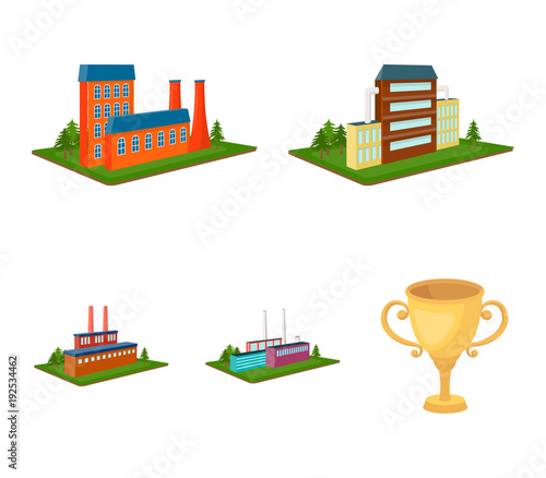 Processing factory,metallurgical plant. Factory and industry set collection icons in cartoon style isometric vector symbol stock illustration web.