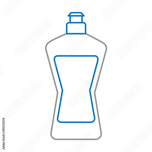 plastic bottle detergent for dishwashing liquid cleaning laundry vector illustration blue and gray line design