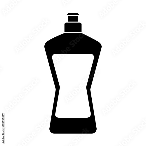 plastic bottle detergent for dishwashing liquid cleaning laundry vector illustration black and white design