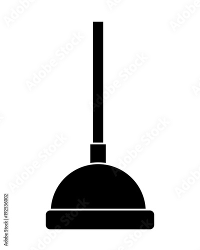 plunger clean bath tool hygiene vector illustration black and white design
