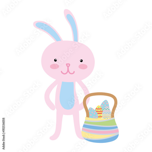 colorful rabbit animal and eggs easter inside hamper