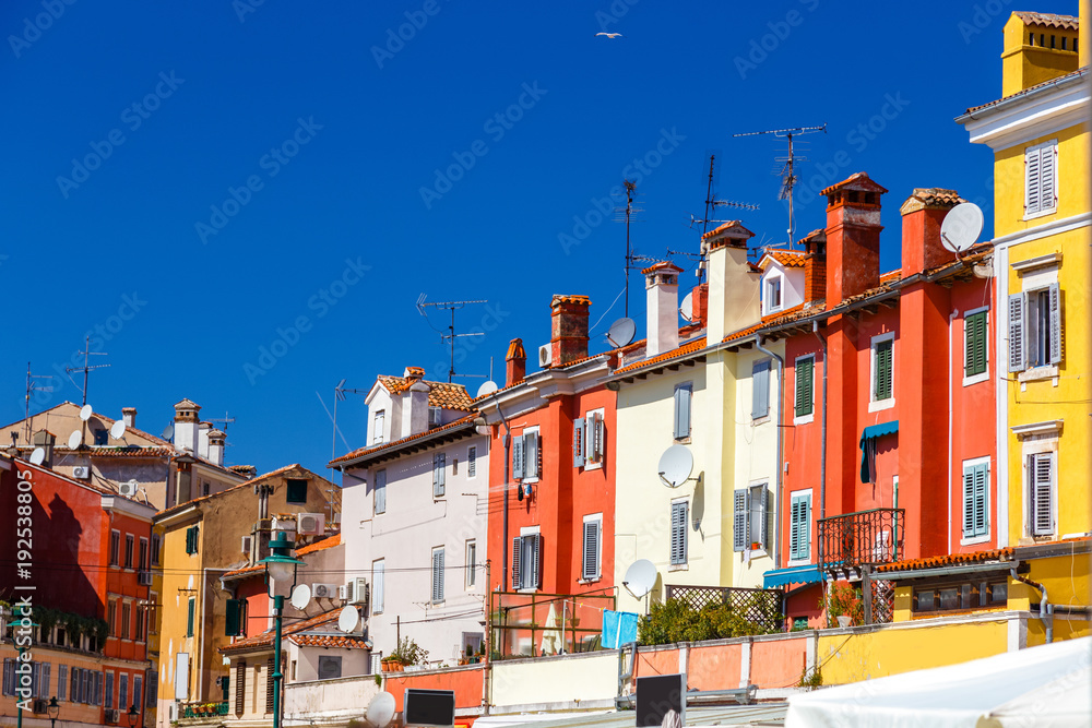 Colorful facade of an old house in Rovinj