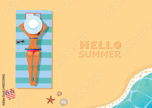 vector banner template with top view of the beach