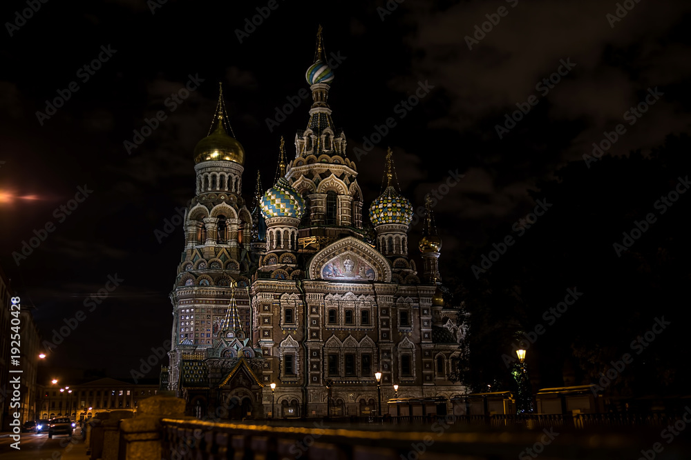 Church of the Savior on Blood illuminated in the Evening, Saint Petersburg, Russia
