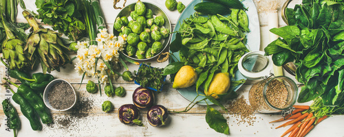 Obraz na plátne Spring healthy vegan food cooking ingredients