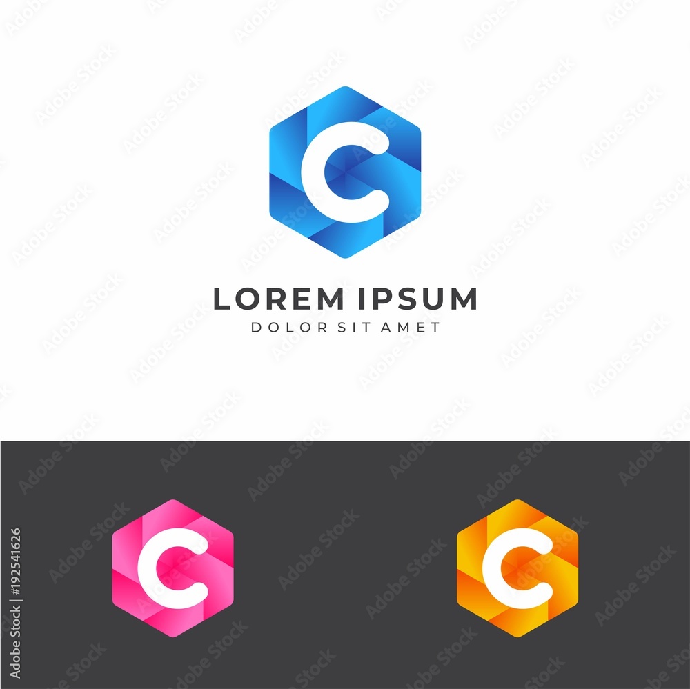 Initial Letter C Hexagon Logo