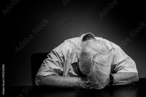 Elderly woman distressed, upset and sad