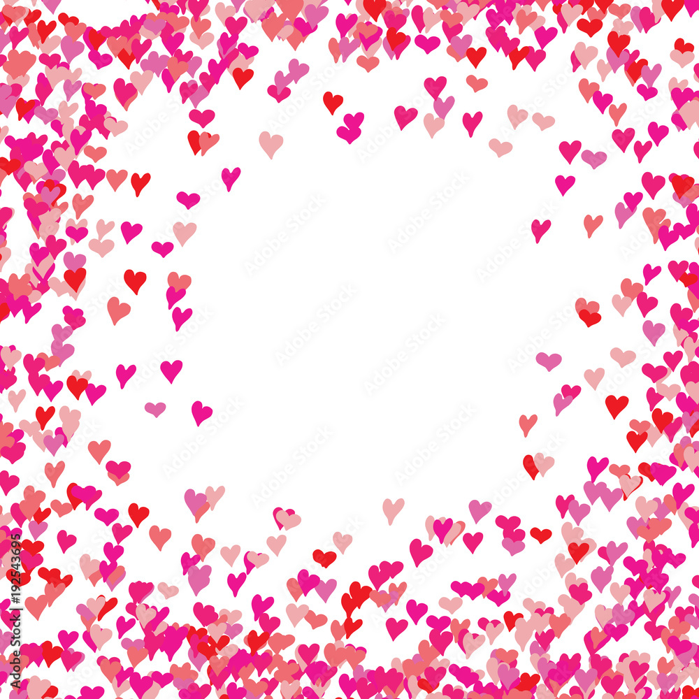 Heart symbol hand drawn sketch doodle background. Saint Valentine's Day or women's day frame border background vector illustration