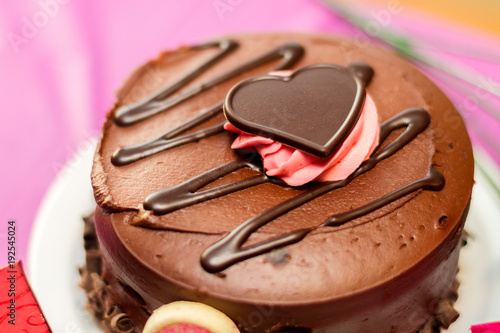 Valentines Cake with Heart shaped Decoration