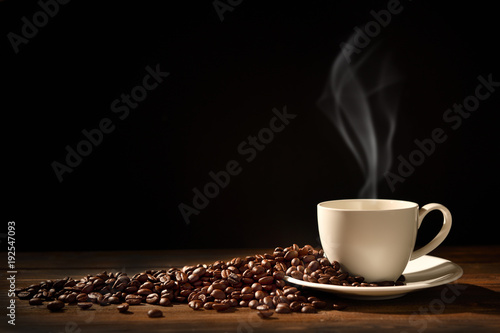 Cup of coffee with smoke an...