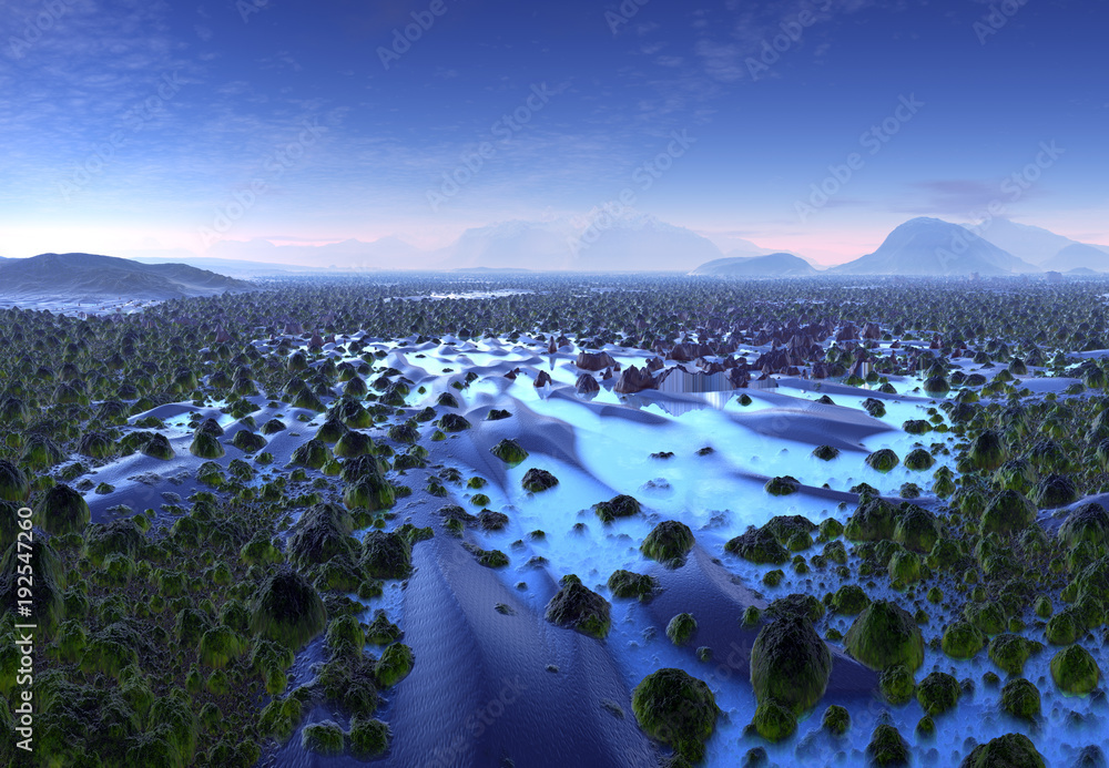 3D Rendered Fantasy Landscape - 3D Illustration