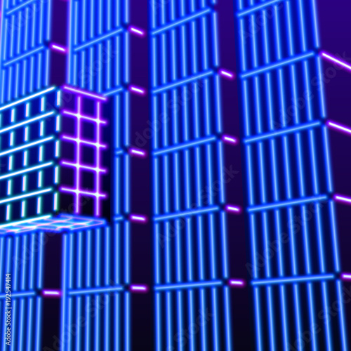 Wallpaper Mural Neon background with ultraviolet 80s grid landscape Torontodigital.ca