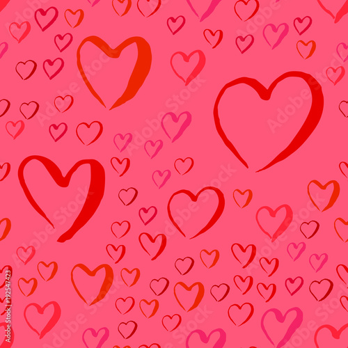 Drawn hearts seamless pattern for Valentines Day