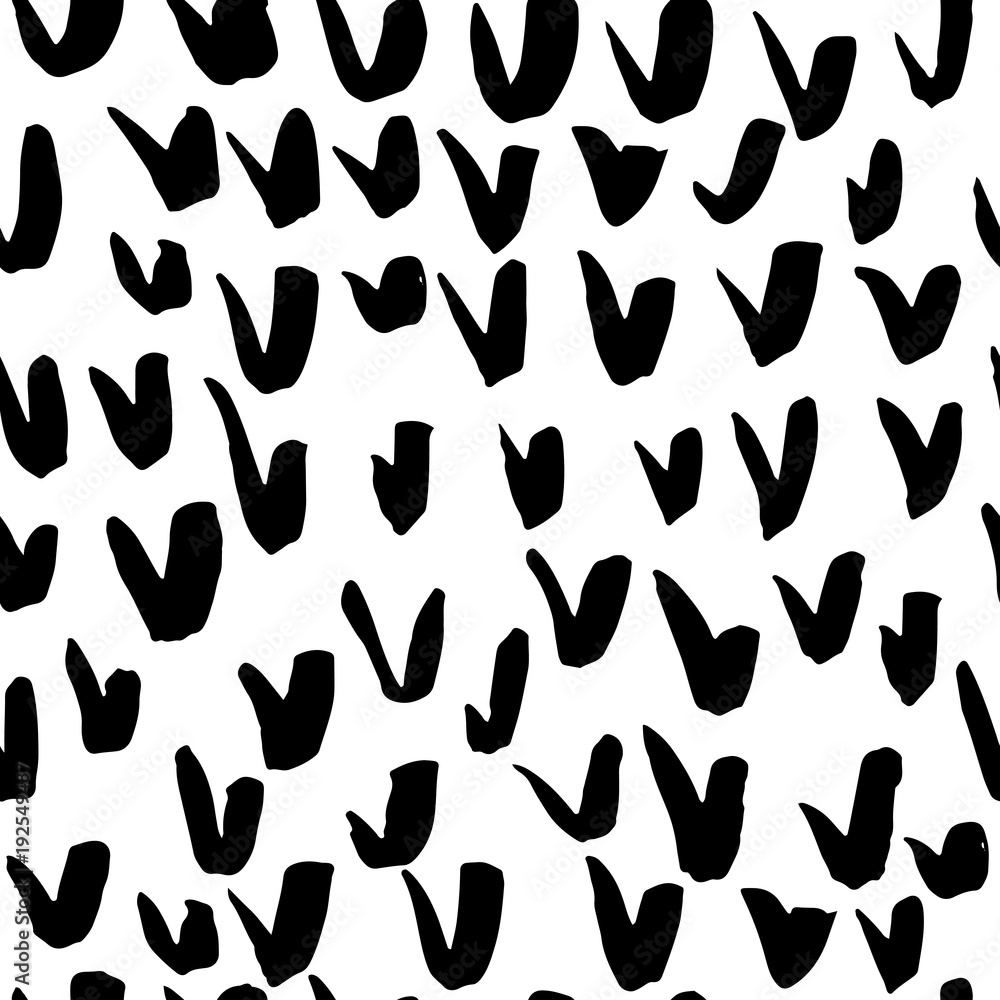 Brush check mark seamless pattern. Hand painted grunge ticks background. Black and white vector illustration. Brush check mark seamless pattern. Hand painted grunge ticks background. Black and white vector illustration.