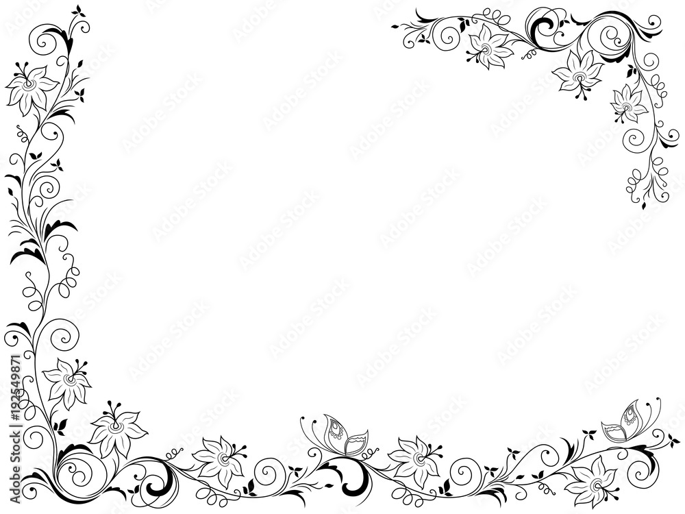 Greeting card with floral frame